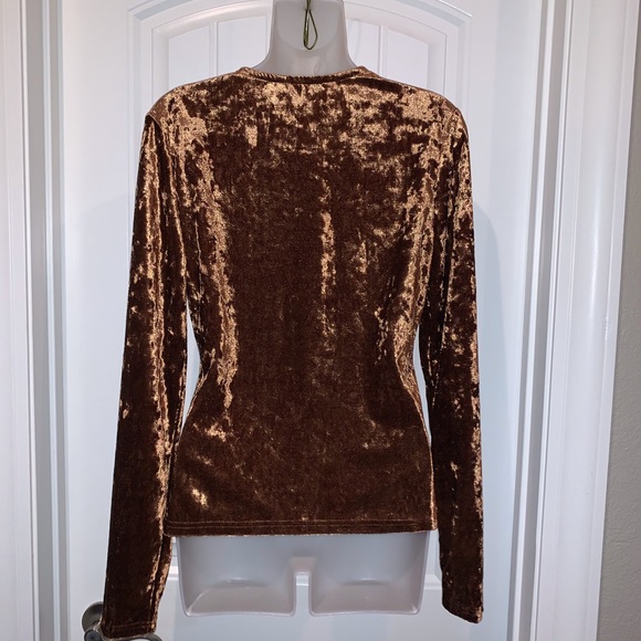Brown Velvet Lace-Up Front Top - Picture 11 of 11